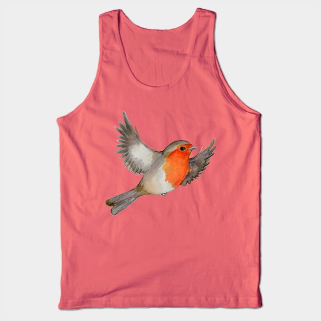 A watercolor drawing of a flying robin Tank Top by Bwiselizzy